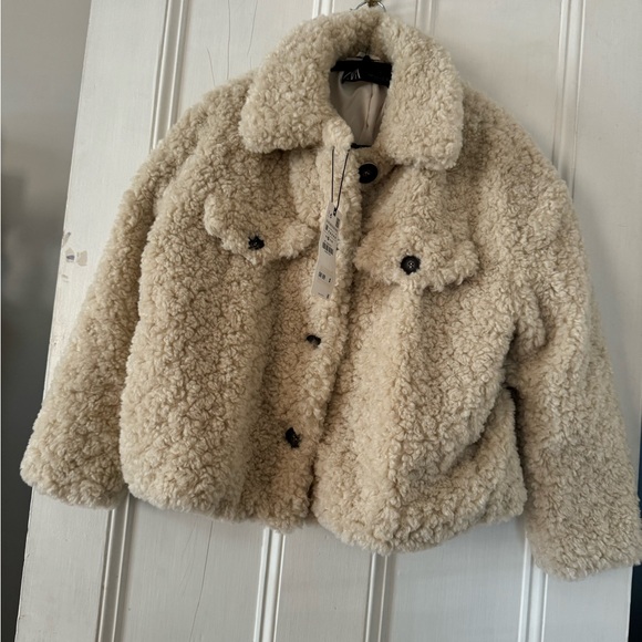 NWT Zara Teddy Fleece Jacket - Picture 1 of 3